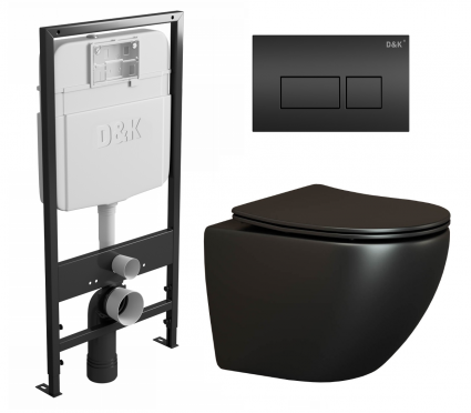 Комплект 3 в 1 инсталляция D&K DI8055119 + Унитаз подвесной Ceramica Nova Metropol CN4002MB + Кнопка прямоугольная черная