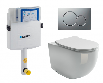 Комплект 3 в 1 смывной бачок скрытого монтажа Geberit Duofix UP320 + Унитаз приставной Ceramica Nova Metropol CN4004 + Кнопка Geberit Sigma 01 матовый хром