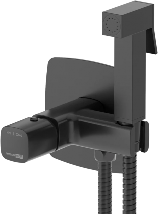 Гигиенический душ Wasserkraft Nuthe 9138 со смесителем, С ВНУТРЕННЕЙ ЧАСТЬЮ, черный soft-touch