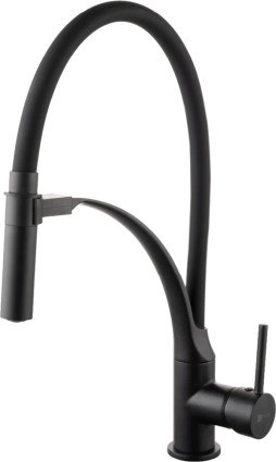 Смеситель для кухни Lemark Soul LM6007BL с гибким изливом, черный