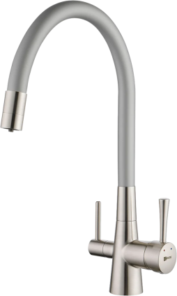 Смеситель для кухни Lemark Comfort LM3075BN-Silver с гибким изливом, никель, серебристый