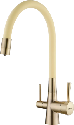 Смеситель для кухни Lemark Comfort LM3075B-Beige с гибким изливом, бронза, бежевый