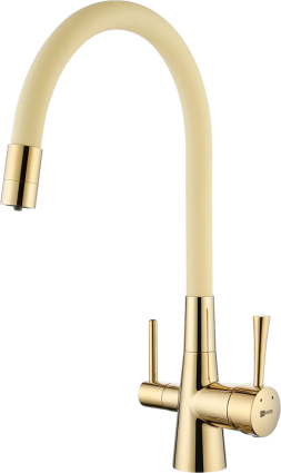 Смеситель для кухни Lemark Comfort LM3075G-Beige с гибким изливом, золото, бежевый
