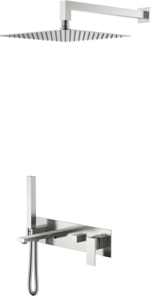 Душевой комплект Boheme Qubic 474-NB С ВНУТРЕННЕЙ ЧАСТЬЮ, brushed nickel