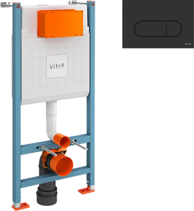 Система инсталляции для унитазов VitrA V-Fix Core 732-5800-01 с кнопкой смыва Root R 740-2211 черной матовой