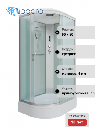 Душевая кабина Niagara Classic NG-33984-14RP 90х80 см, с пультом управления и FM-радио