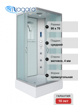 Душевая кабина Niagara Classic NG-33974-14QF 90х70 см, с гидромассажем и пультом управления