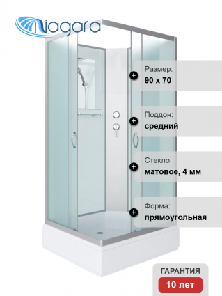 Душевая кабина Niagara Classic NG-33974-14QBK 90х70 см, без крыши