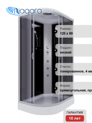 Душевая кабина Niagara Classic NG-3512-14RG 120х80 см, с гидромассажем