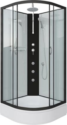 Душевая кабина Niagara Classic NG-6702-14BKTG 100x100 см, без крыши, с гидромассажем и тропическим душем