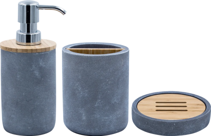 Набор Ridder Cement Дозатор Ridder Cement 2240507 серый + Стакан Ridder Cement 2240207 для зубных щёток, серый + Мыльница Ridder Cement
