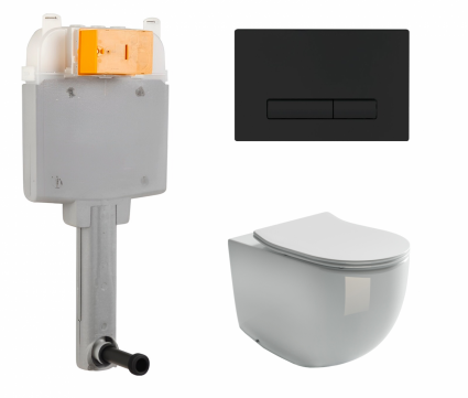 Комплект 3 в 1 смывной бачок скрытого монтажа BelBagno BB025-CS + Унитаз приставной Ceramica Nova Metropol CN4004 с кнопкой хром матовой Genova
