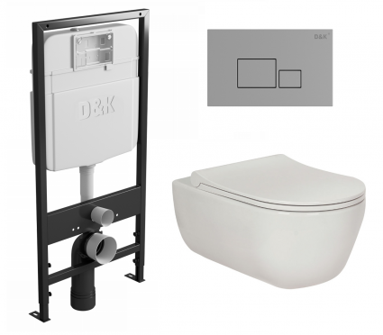 Комплект 3 в 1 инсталляция D&K DI8055119 + Унитаз подвесной Berges Wasserhaus Ego XL 082118 + Кнопка прямоугольная хром