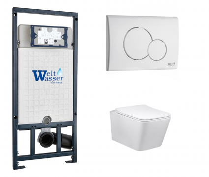 Комплект 3 в 1 инсталляция WeltWasser WW Marberg 507 + Подвесной унитаз Vincea Q-Line VT1-12 с кнопкой белой RD