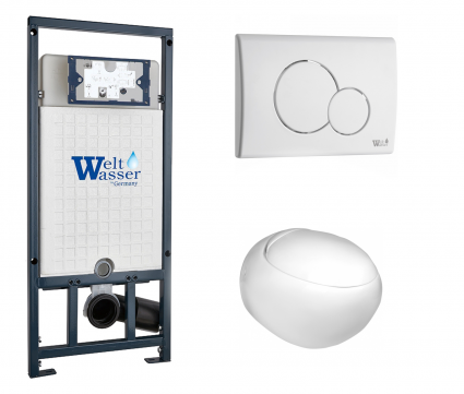 Комплект 3 в 1 инсталляция WeltWasser WW Marberg 507 + Подвесной унитаз WeltWasser Jeckenbach с кнопкой белой RD