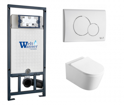 Комплект 3 в 1 инсталляция WeltWasser WW Marberg 507 + Унитаз Vincea Cute VT1-24 подвесной с кнопкой белой RD