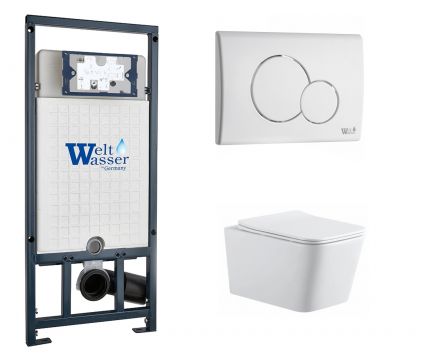 Комплект 3 в 1 инсталляция WeltWasser WW Marberg 507 + Подвесной унитаз SinteSi BALTI с кнопкой белой RD
