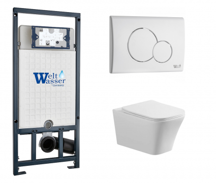Комплект 3 в 1 инсталляция WeltWasser WW Marberg 507 + Унитаз подвесной Vincea Cool VT1-210 с кнопкой белой RD