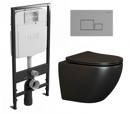 Комплект 3 в 1 инсталляция D&K DI8055119 + Унитаз подвесной Ceramica Nova Metropol CN4002MB + Кнопка прямоугольная хром