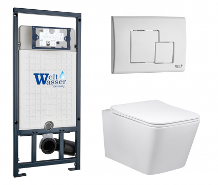 Комплект 3 в 1 инсталляция WeltWasser WW Marberg 507 + Подвесной унитаз Vincea Piatti VT1-11 с кнопкой белой SE