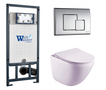 Комплект 3 в 1 инсталляция WeltWasser WW Marberg 507 + Унитаз подвесной Esbano Lotus ESUPLOTUW с кнопкой хром SE