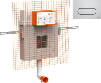 Смывной бачок скрытого монтажа VitrA V12 762-1740-01 + Кнопка смыва VitrA Root Square 740-2280 хром