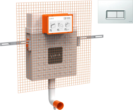 Смывной бачок скрытого монтажа VitrA V12 762-1740-01 + Кнопка смыва VitrA 740-0680 хром