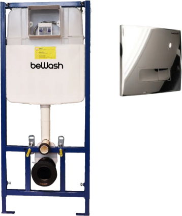 Система инсталляции для унитазов beWash Neox BW74, P04SC с кнопкой смыва, хром глянец