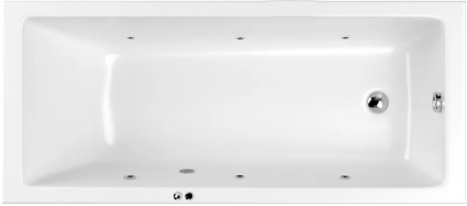 Акриловая ванна WHITECROSS Wave Slim SOFT 180x80 см, с гидромассажем, с каркасом, со сливом-переливом