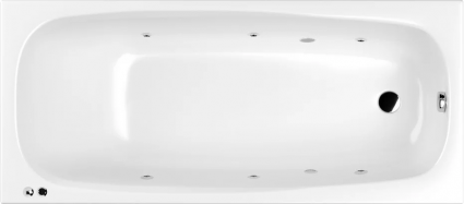 Акриловая ванна WHITECROSS Layla SOFT 170x75 см, с гидромассажем, с каркасом, со сливом-переливом