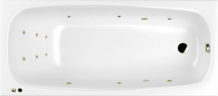 Акриловая ванна WHITECROSS Layla Slim LINE 180x80 см, с гидромассажем, с каркасом, со сливом-переливом, фурнитура бронза