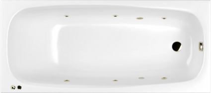 Акриловая ванна WHITECROSS Layla SOFT 180x80 см, с гидромассажем, с каркасом, со сливом-переливом, фурнитура бронза