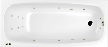 Акриловая ванна WHITECROSS Layla Slim SMART 180x80 см, с гидромассажем, с каркасом, со сливом-переливом, фурнитура бронза