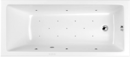 Акриловая ванна WHITECROSS Wave Slim RELAX 150x70 см, с гидромассажем, с каркасом, со сливом-переливом