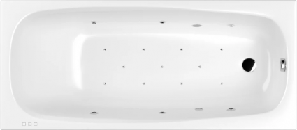 Акриловая ванна WHITECROSS Layla Slim RELAX 180x80 см, с гидромассажем, с каркасом, со сливом-переливом