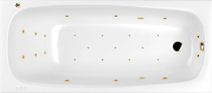 Акриловая ванна WHITECROSS Layla ULTRA 180x80 см, с гидромассажем, с каркасом, со сливом-переливом, фурнитура золото