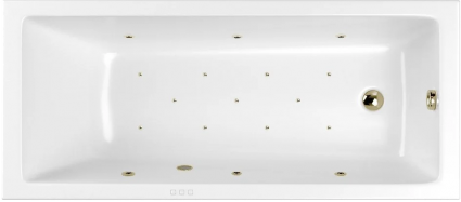 Акриловая ванна WHITECROSS Wave Slim RELAX 180x80 см, с гидромассажем, с каркасом, со сливом-переливом, фурнитура бронза