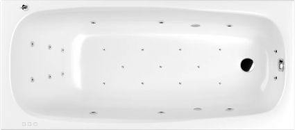 Акриловая ванна WHITECROSS Layla Slim ULTRA 180x80 см, с гидромассажем, с каркасом, со сливом-переливом