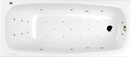 Акриловая ванна WHITECROSS Layla Slim ULTRA 180x80 см, с гидромассажем, с каркасом, со сливом-переливом, фурнитура бронза