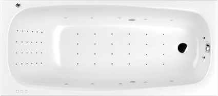 Акриловая ванна WHITECROSS Layla Slim NANO 170x75 см, с гидромассажем, с каркасом, со сливом-переливом