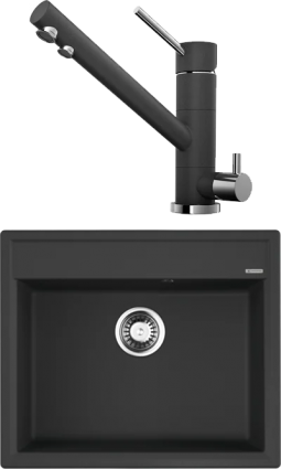 Комплект Мойка кухонная Omoikiri Daisen 60-BL черная + Смеситель Tonami BL черный