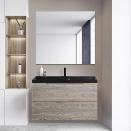 Мебель для ванной BelBagno Vittoria 100 подвесная, pino, черная матовая раковина