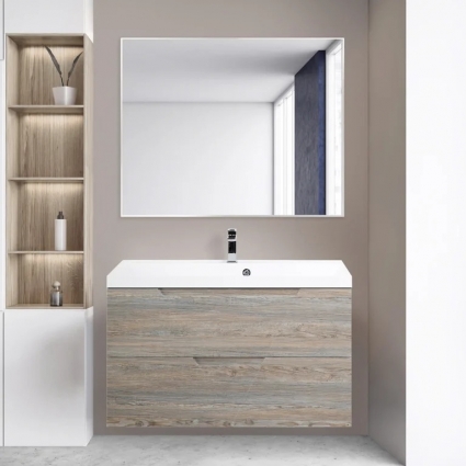 Мебель для ванной BelBagno Vittoria 100 подвесная, pino, белая глянцевая раковина