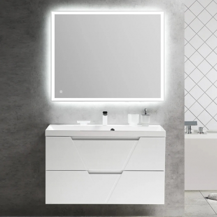 Мебель для ванной BelBagno Vittoria 100 подвесная, bianco opaco, белая глянцевая раковина