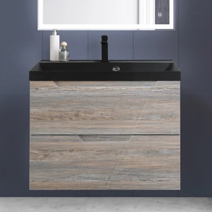 Тумба с раковиной BelBagno Vittoria 80 подвесная, pino, черная матовая раковина
