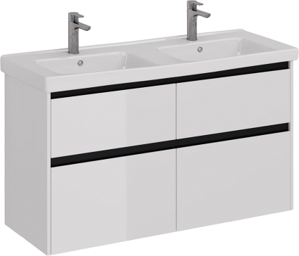 Тумба для комплекта Lemark Combi 120 черная, белая глянцевая