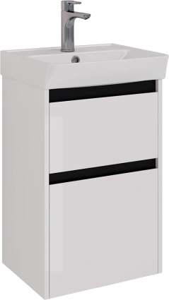 Тумба с раковиной Lemark Combi 45 черная, белая глянцевая