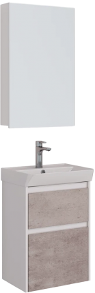 Мебель для ванной Lemark Combi 50 бетон, белая глянцевая