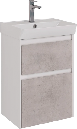 Тумба с раковиной Lemark Combi 50 бетон, белая глянцевая