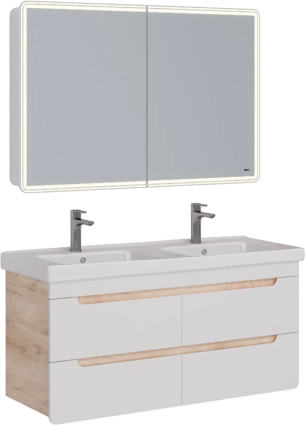 Мебель для ванной Lemark Olivia 125, дуб кантри, белая глянцевая